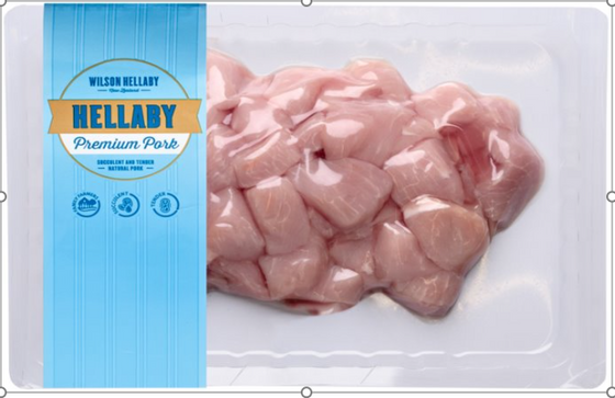 Hellaby PORK DICED
404gm-540gm  $24-$32 PER PACK 
 Price below per/KG