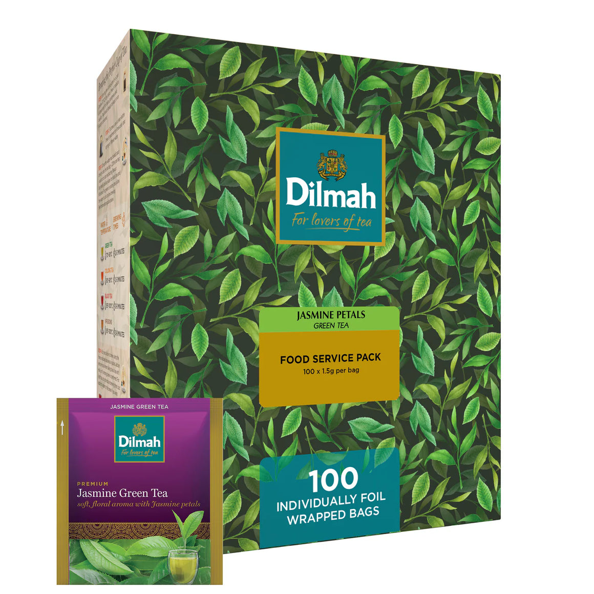 Dilmah Jasmine Green Tea. 100 Foil Envelope Teabags