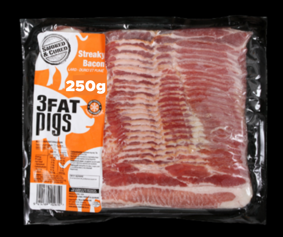 3 Fat Pigs Streaky Bacon 250gm