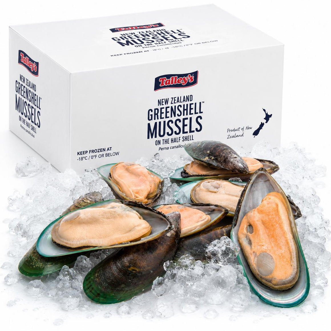 12kg box, Talleys Mussels, Half Shell, Medium IQF, free flow box (catering)