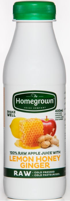 400ML Homegrown RAW cold pressed Pure NZ LEMON-HONEY & GINGER Drink