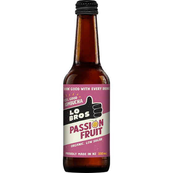 Lo Bros organic kombucha passionfruit 330ml