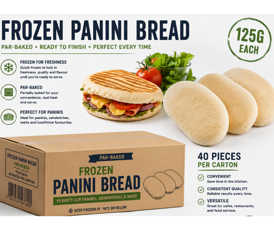 (DIS) Frozen Panini Bread, Large 40x125g per carton