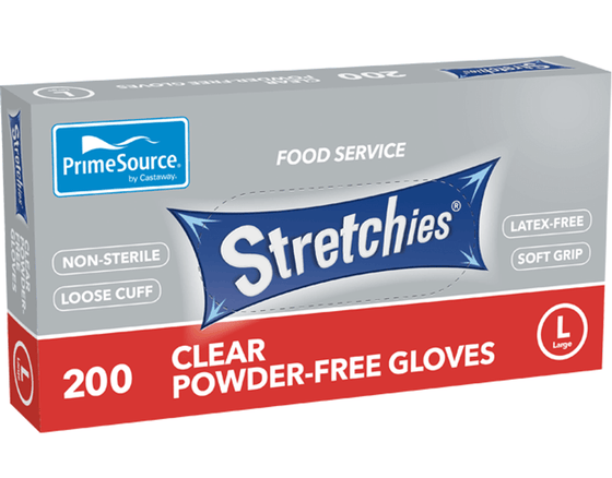 Glove Plastic Clear  'Stretchies' (large)	Powder Free. 200 Gloves