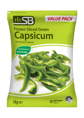 (DIS) SB, Green Capsicum (pepper) Sliced Frozen 1kg
