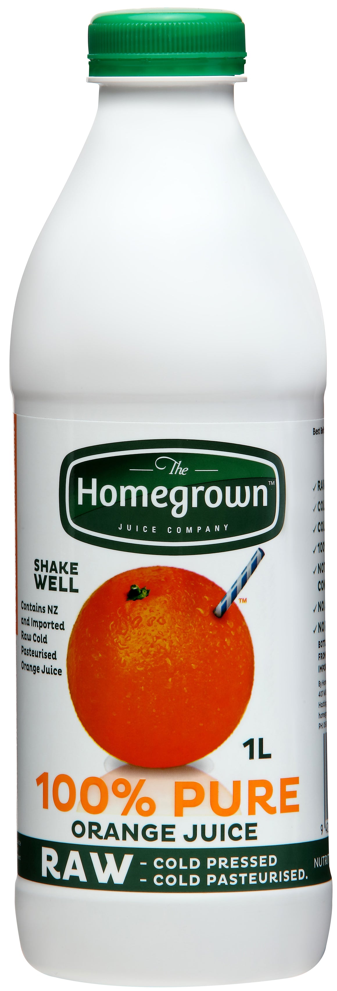 1L Homegrown 100% PURE ORANGE Juice, raw, cold pressed juice