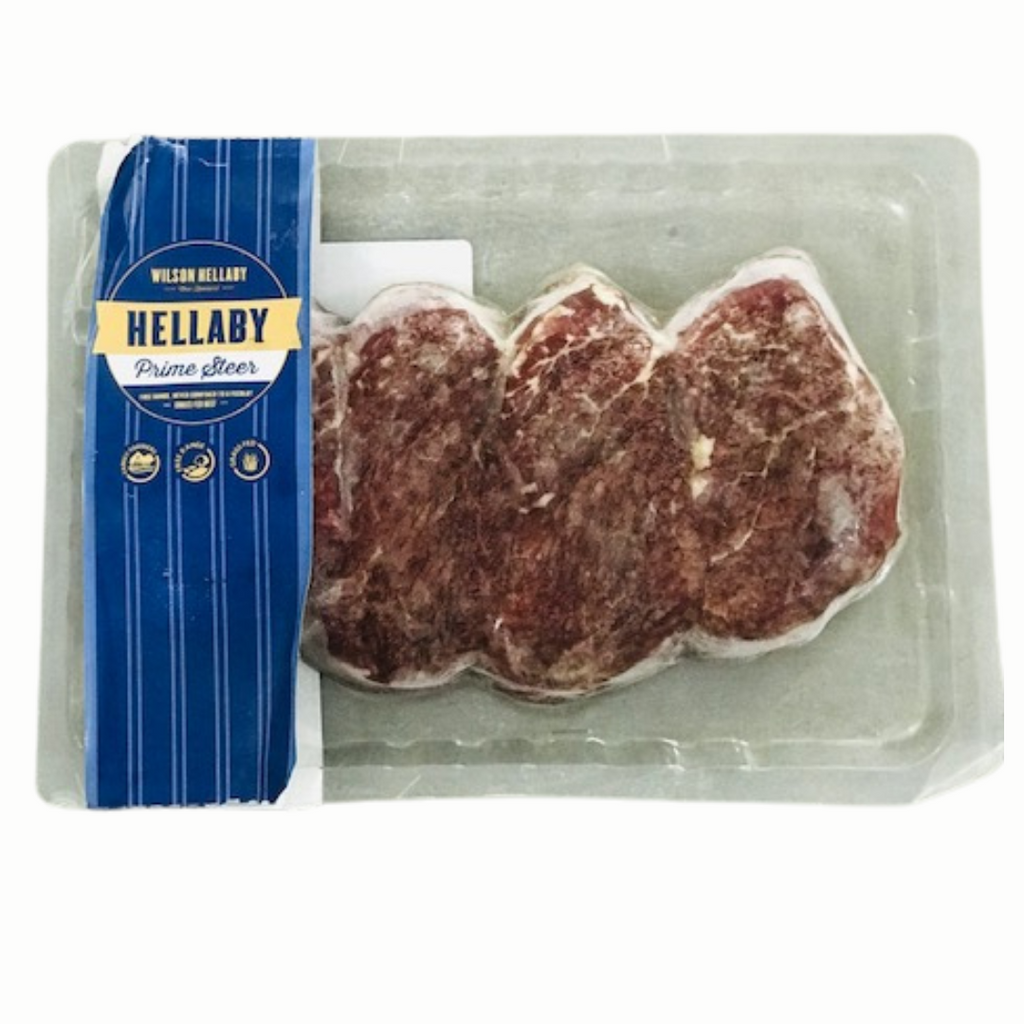 Hellaby BEEF EYE FILLET STEAK 
410gm-540gm $57-$75 PER PACK 
 Price below per/KG