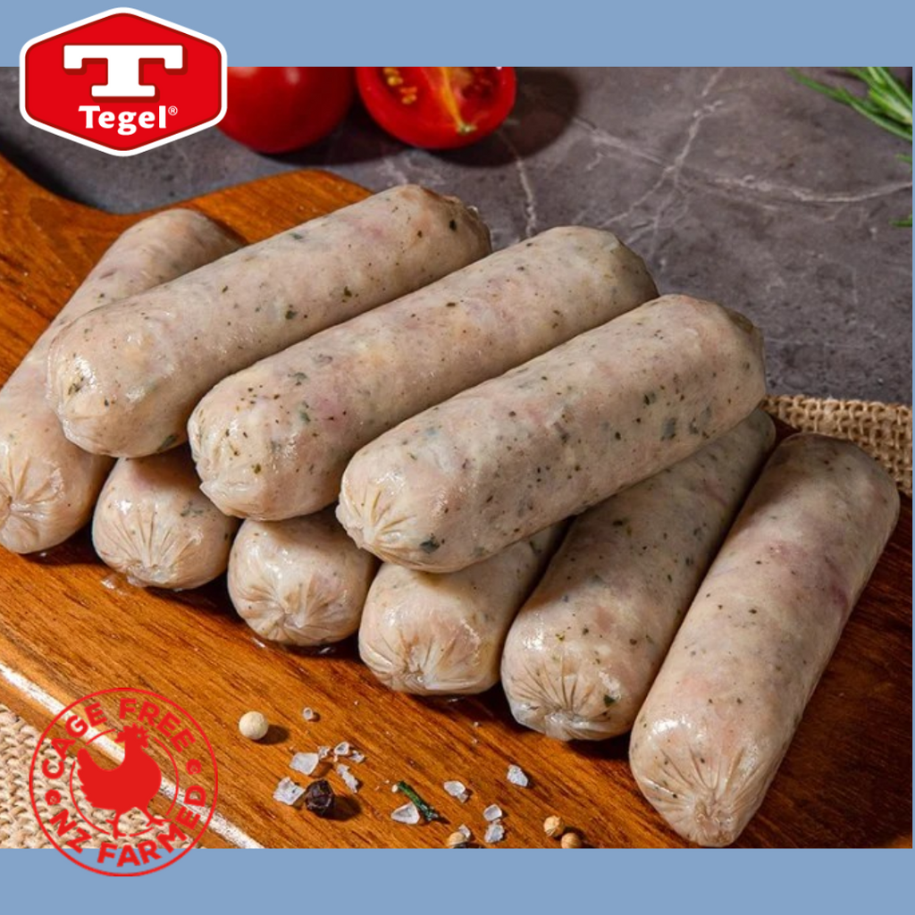 Tegel Precooked SAUSAGE BREAKFAST Garlic & Herbs 1kg (34-36 pieces), 8kg per carton