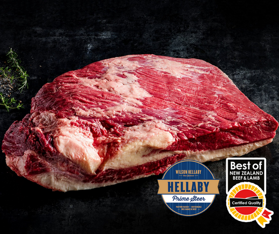 NZ Hellaby Prime Steer Trimmed Beef Brisket (4-5kg per piece)   Price Per KG. Average Price Per Slab: 140WST-180WST