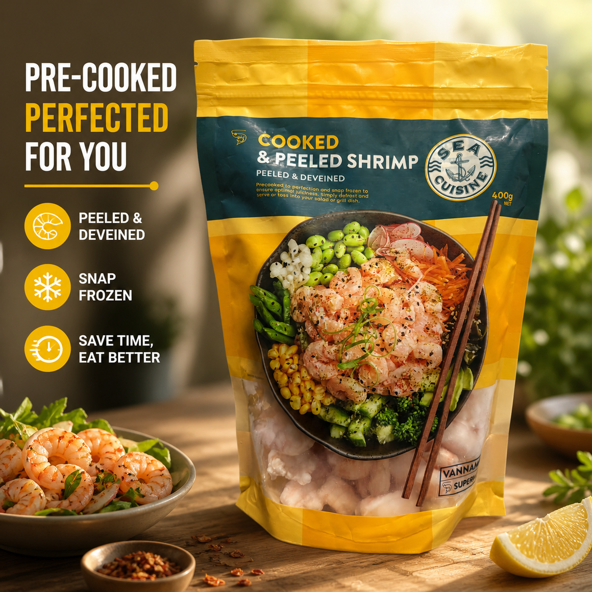 Cooked & Peeled Shrimp 400g (Peeled & Deveined) Supermix