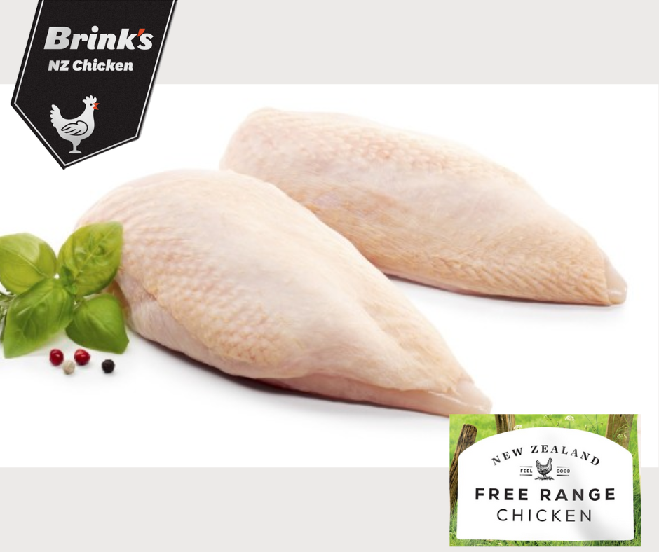 NZ Brinks Chicken Breast Skin on 1kg (2 pieces)