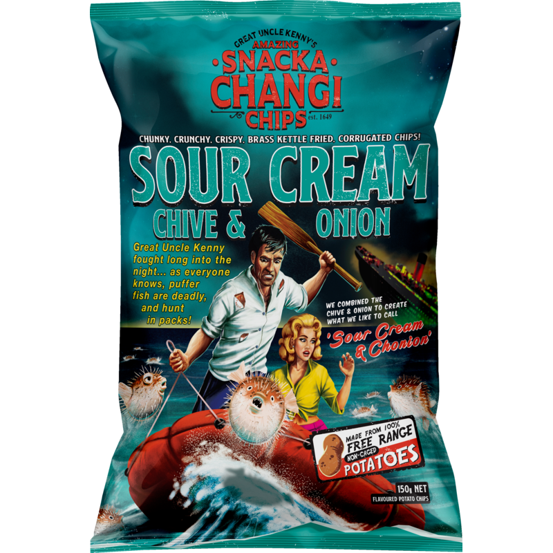 Snackachangi Kettle Chips Sour Cream, Chive & Onion 150g