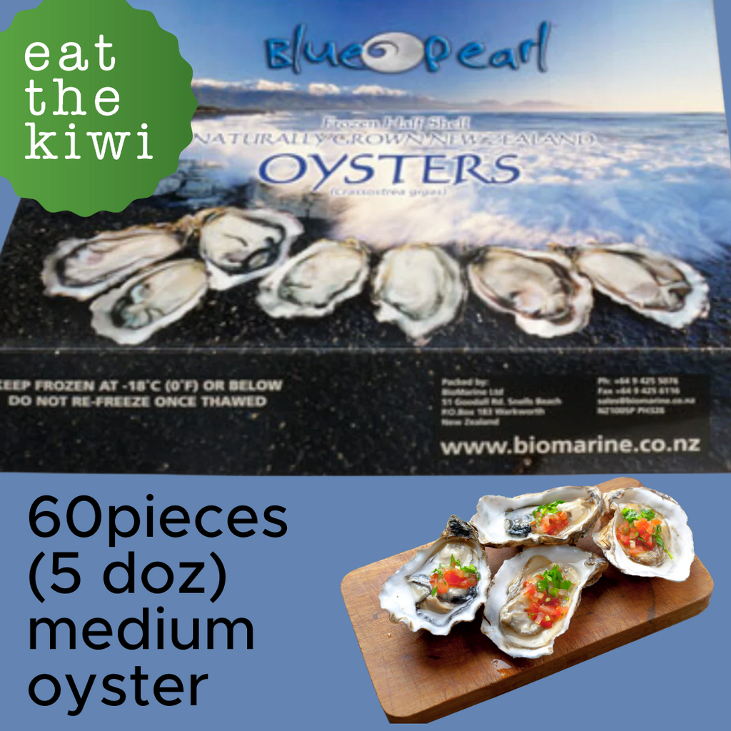 5 Dozen Oysters, MEDIUM SIZE Blue Pearls Carton 60 pc, 75-90mm, catering pack