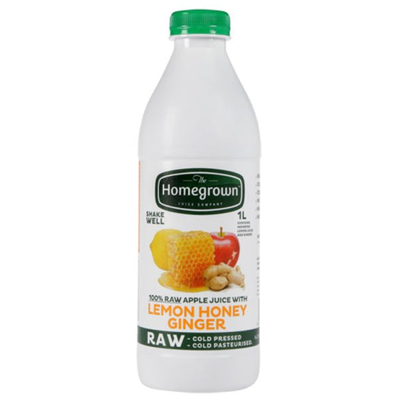 1L Homegrown RAW cold pressed Pure NZ LEMON - HONEY & GINGER Drink