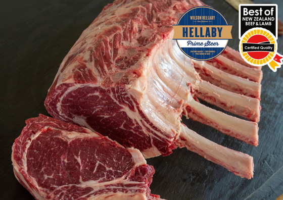 NZ Hellaby Prime Steer Beef OP Rib Eye Bone in  3.5-8kg each. Average Price per roll: $wst230-500
Price Per Kg