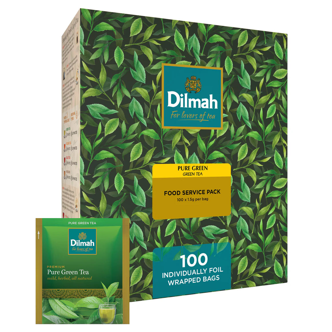 Dilmah Natural Green Tea 100 Foil Enveloped Teabags