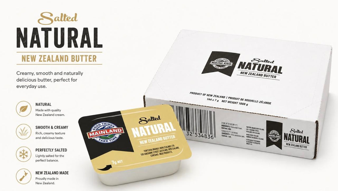 PCU, NZ Mainland Salted Butter 144x7g per tray