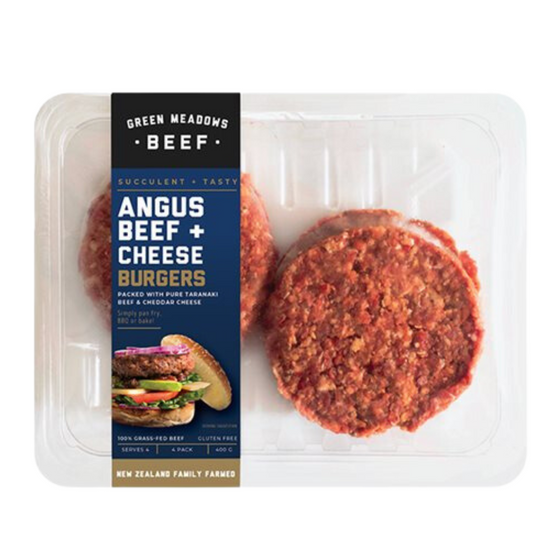 Green Meadows Angus beef and cheese burger 400g Pack