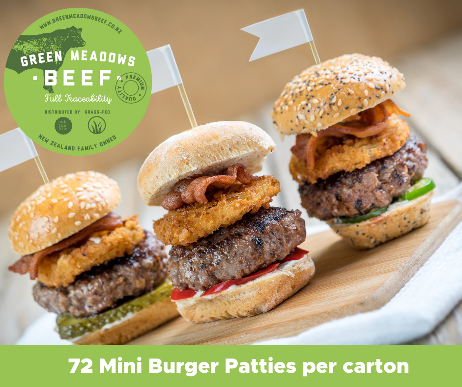 Green Meadows Beef slider mini burgers patties 72 per box 4.3kg