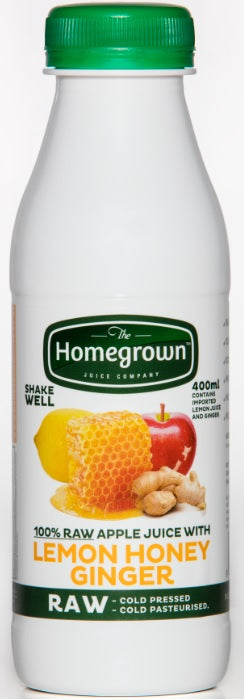 400ML Homegrown RAW cold pressed  Pure NZ Lemon, Honey & Ginger Drink