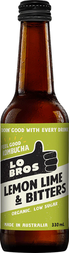 Lo Bros organic kombucha lemon lime bitters 330ml