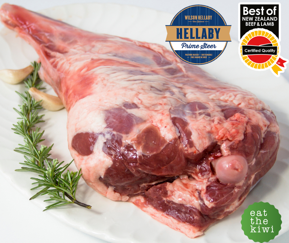 NZ Hellaby Prime Lamb Leg (Bone In).  (Avg weight 2-2.4kg). Price/KG. Average price per Leg: 94WST- 113WST