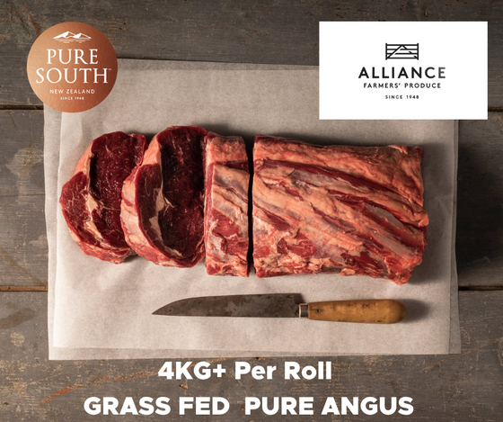 Alliance Grass fed ANGUS  Beef Cube Roll Rib-Eye Boneless 4kg+ per roll