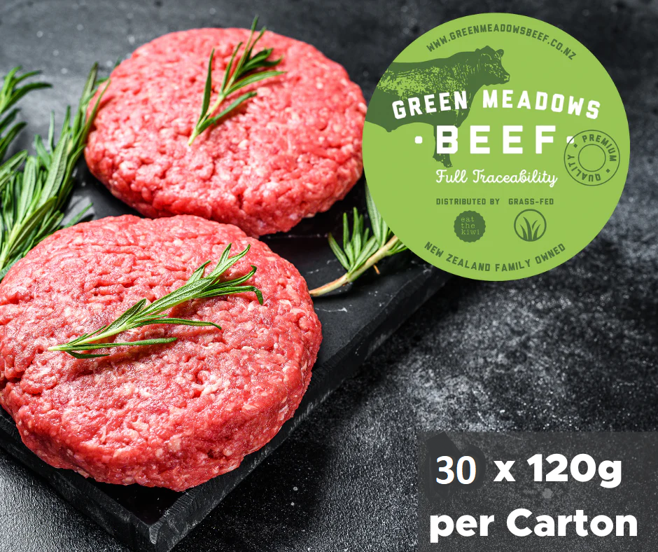 Green Meadows Angus Beef Burger 3.6 kg box 30 x 120g Burgers
